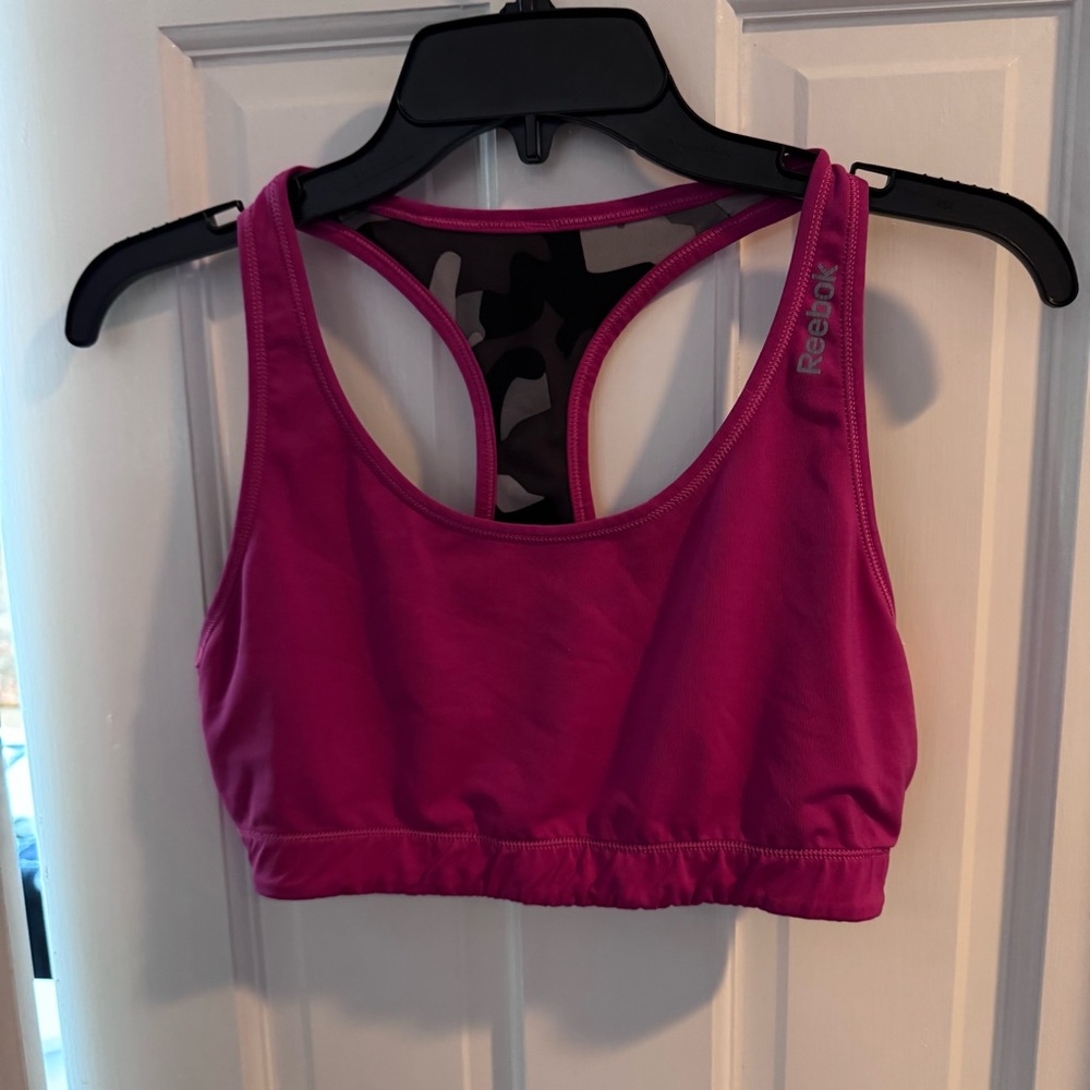 Reebok‎ Pink & Camo Racerback Sports Bra Size L